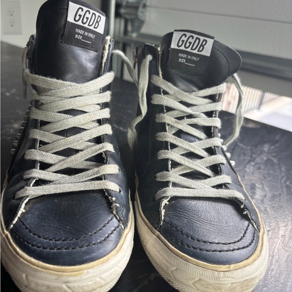 Black Leather Studded Goldens - Picture 6 of 7